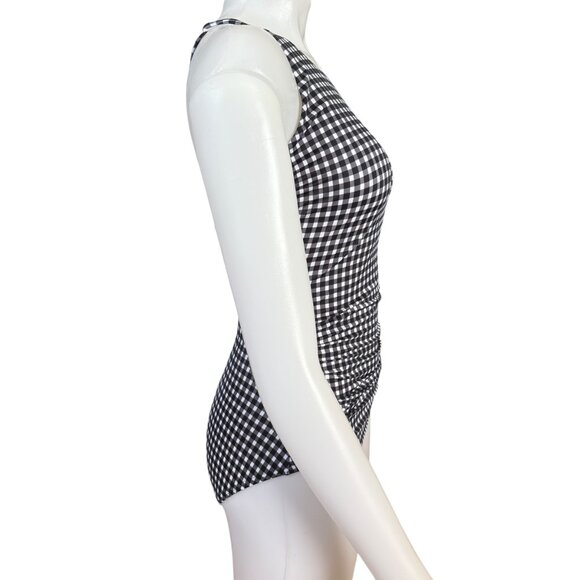 Talbots Miraclesuit black white checkered lightly padded one piece swimsuit 12 - Picture 3 of 12